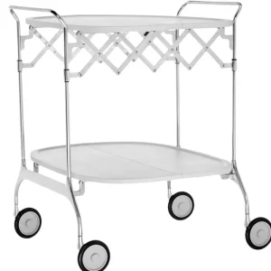 Fritz Hansen Tische-Kartell Gastone Servierwagen, klappbar, Weiß - Chrom