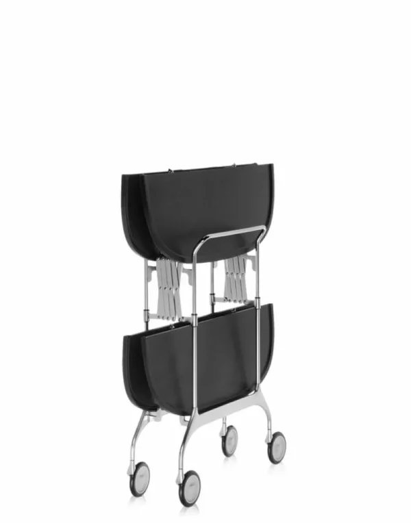 Vitra Tische-Kartell Gastone Servierwagen, klappbar, Schwarz - Chrom