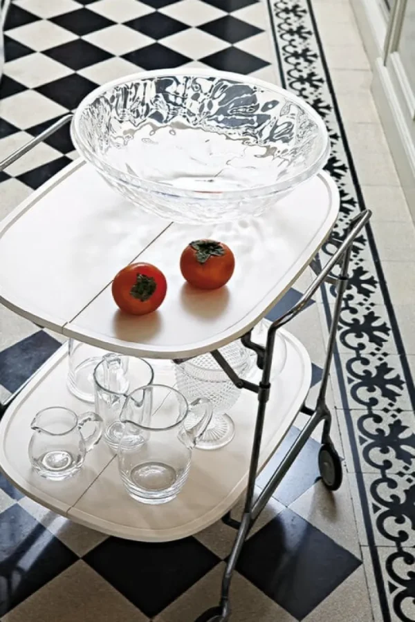 Fritz Hansen Tische-Kartell Gastone Servierwagen, klappbar, Weiß - Chrom