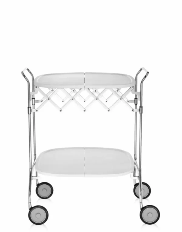 Fritz Hansen Tische-Kartell Gastone Servierwagen, klappbar, Weiß - Chrom