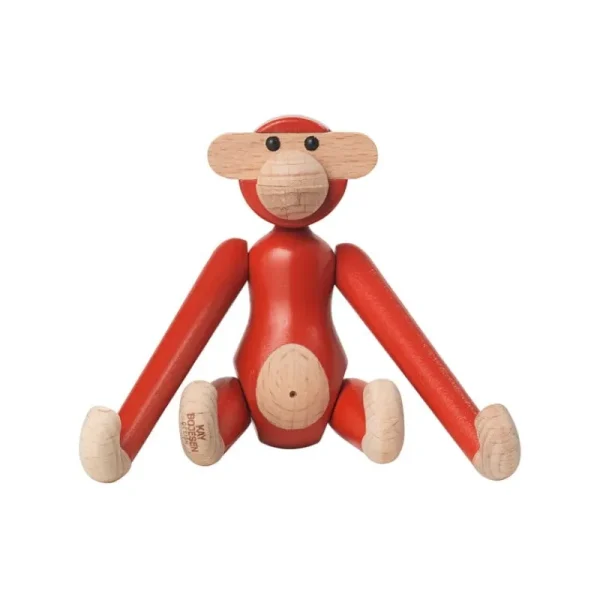 Kay Bojesen Denmark Dekorationsgegenstände^Holzaffe, mini, Vintage-Rot