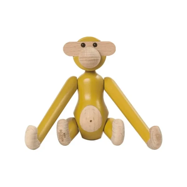 Kay Bojesen Denmark Dekorationsgegenstände^Holzaffe, mini, Vintage-Gelb