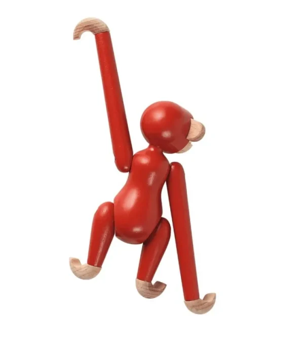 Kay Bojesen Denmark Dekorationsgegenstände^Holzaffe, mini, Vintage-Rot