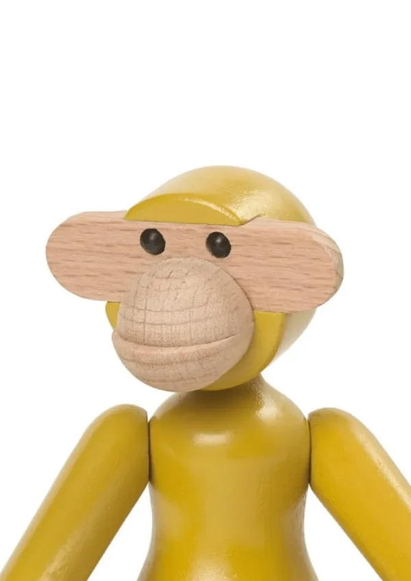 Kay Bojesen Denmark Dekorationsgegenstände^Holzaffe, mini, Vintage-Gelb
