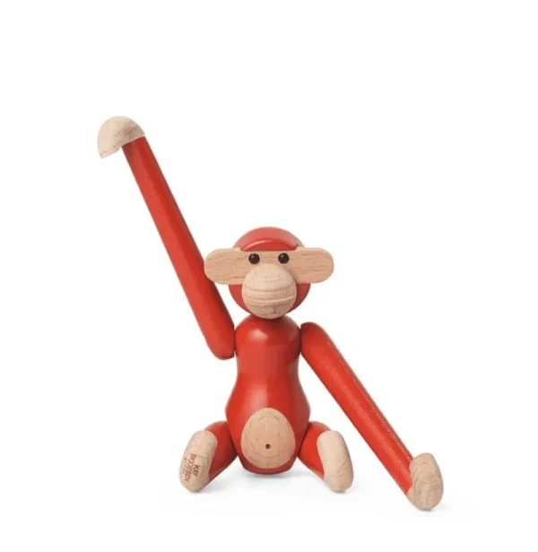 Kay Bojesen Denmark Dekorationsgegenstände^Holzaffe, mini, Vintage-Rot