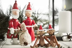 Kinder Kay Bojesen Denmark Kinderzimmereinrichtung | Weihnachtsdekoration^Weihnachtsmannmütze für Wooden Monkey, mini