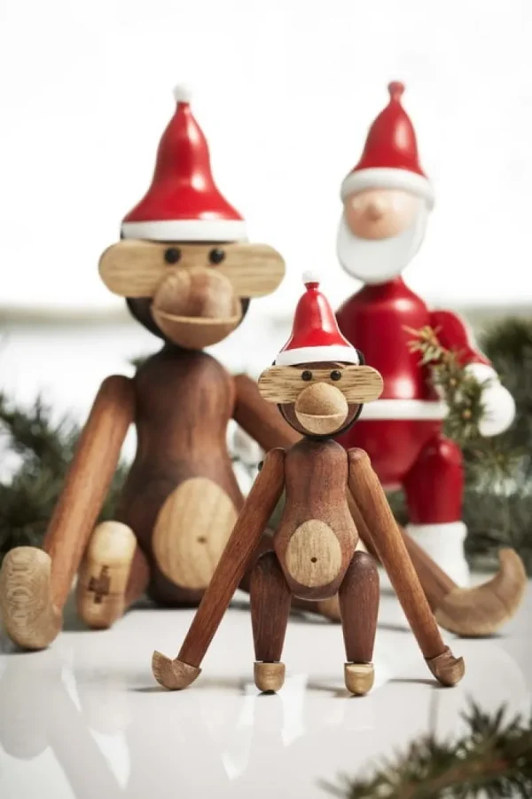 Kinder Kay Bojesen Denmark Kinderzimmereinrichtung | Weihnachtsdekoration^Weihnachtsmannmütze für Wooden Monkey, mini