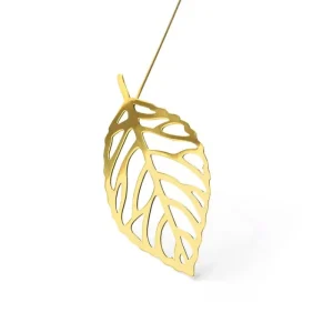 Klong Dekorationsgegenstände^Brass Leaves Wood Pflanzenstütze, 2er-Set