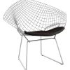 Ariake Sitzgelegenheiten-Knoll Bertoia Diamond Stuhl, satiniertes Chrom - schwarzes Kissen