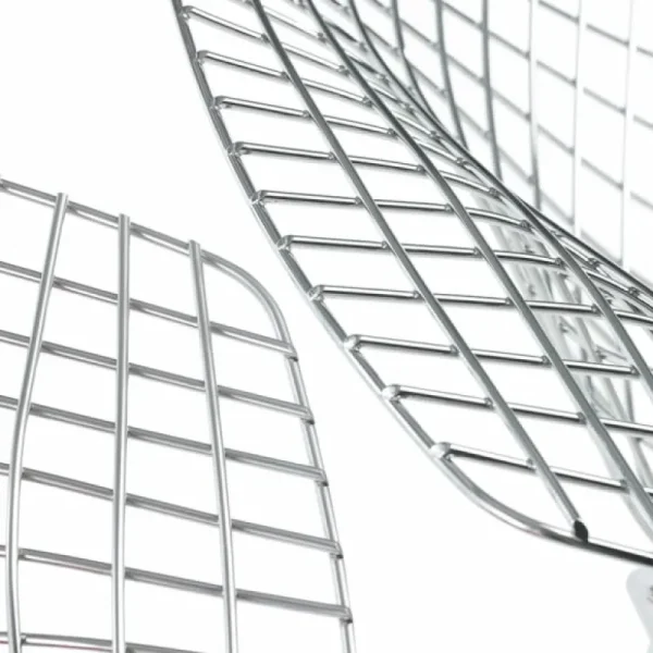 Sibast Sitzgelegenheiten-Knoll Bertoia Diamond Stuhl, poliertes Chrom - schwarzes Kissen