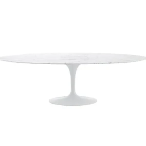Vitra Tische-Knoll Tulip Esstisch, 198 cm, oval, weißer Marmor