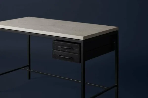 Labofa Schreibtische Und Raumtrenner | Tische^Heritage 65 Schreibtisch, 2 Schubladen, Thala-Kalkstein - Schw.