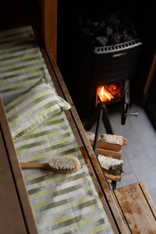 Lapuan Kankurit Badezimmertextilien^Hohto Sauna-Sitzunterlage 46 x 150 cm, Weiß - Grün