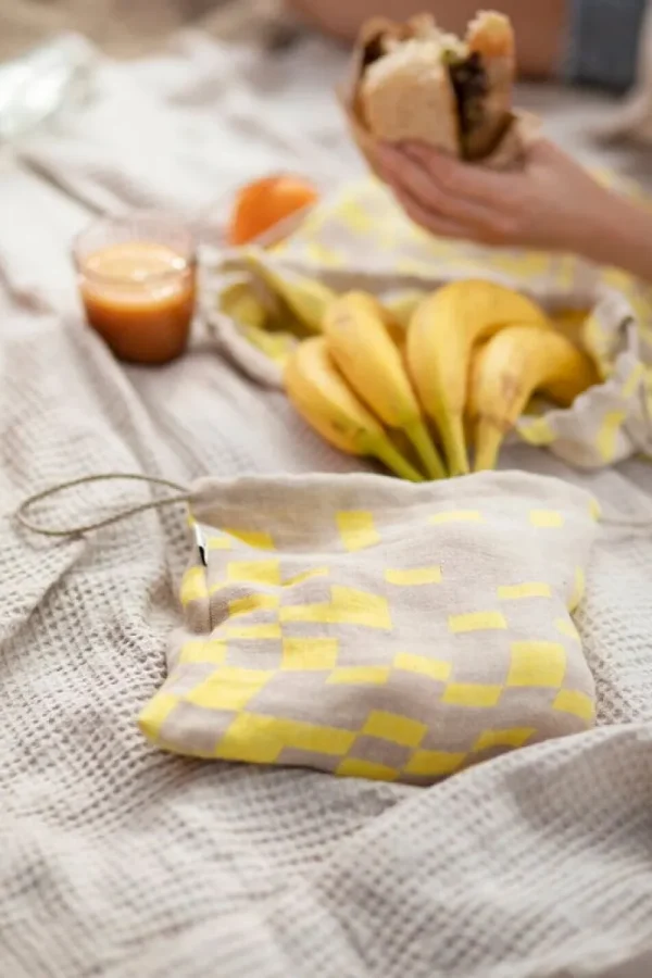 Lapuan Kankurit Taschen | Auf Reisen^Koodi Beutel, Gelb - Leinenweiß