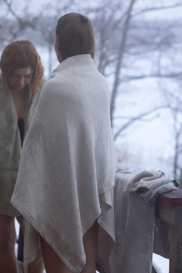Lapuan Kankurit Badezimmertextilien^Terva Poncho, 95 x 135 cm, weiß - Leinen