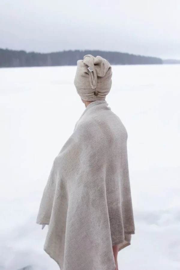 Lapuan Kankurit Badezimmertextilien^Terva Poncho, 95 x 135 cm, weiß - Leinen