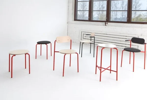 Artek Sitzgelegenheiten-Lepo Product Moderno Barhocker, niedrig, Rot - Birke