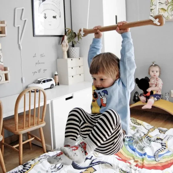 Kinder Lillagunga Möbel Für Das Kinderzimmer^Bone Trapez, Eiche - schwarzes Seil
