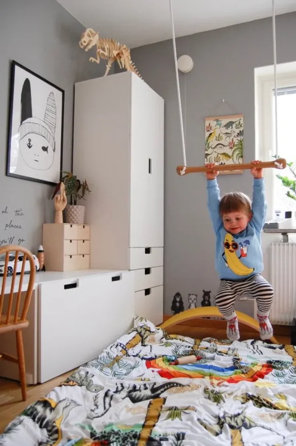 Kinder Lillagunga Möbel Für Das Kinderzimmer^Bone Trapez, Eiche - schwarzes Seil