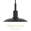 GUBI Deckenleuchten-Louis Poulsen PH 3/3 Pendelleuchte, schwarzes Metall/Opalglas