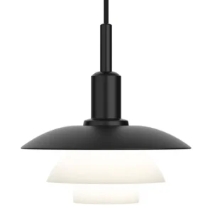 GUBI Deckenleuchten-Louis Poulsen PH 3/3 Pendelleuchte, schwarzes Metall/Opalglas