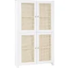 Audo Copenhagen Aufbewahrungsmöbel-Lundia Classic Cabinet Schrank mit Rattantüren, 84 x 149 cm, Weiß lacki
