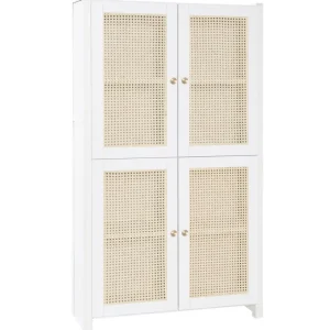Audo Copenhagen Aufbewahrungsmöbel-Lundia Classic Cabinet Schrank mit Rattantüren, 84 x 149 cm, Weiß lacki