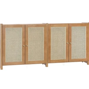 Lundia Aufbewahrungsmöbel-Classic Sideboard mit Rattantüren, Braun lackiert