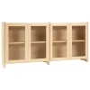 Lundia Aufbewahrungsmöbel-Classic Sideboard mit geriffelten Glastüren, Natur