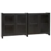 Lundia Aufbewahrungsmöbel-Classic Sideboard mit geriffelten Glastüren, Schwarz lackiert