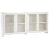 Lundia Aufbewahrungsmöbel-Classic Sideboard mit geriffelten Glastüren, Weiß lackiert