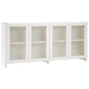 Lundia Aufbewahrungsmöbel-Classic Sideboard mit geriffelten Glastüren, Weiß lackiert