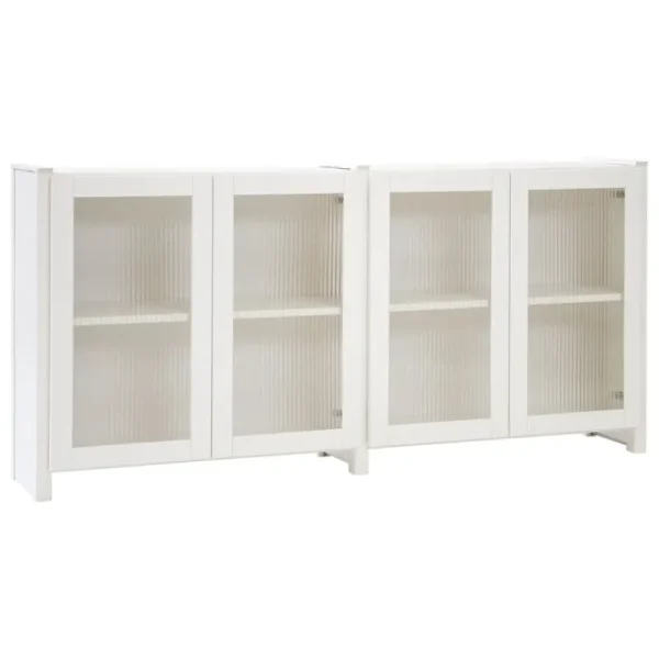 Lundia Aufbewahrungsmöbel-Classic Sideboard mit geriffelten Glastüren, Weiß lackiert