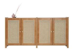Lundia Aufbewahrungsmöbel-Classic Sideboard mit Rattantüren, Braun lackiert