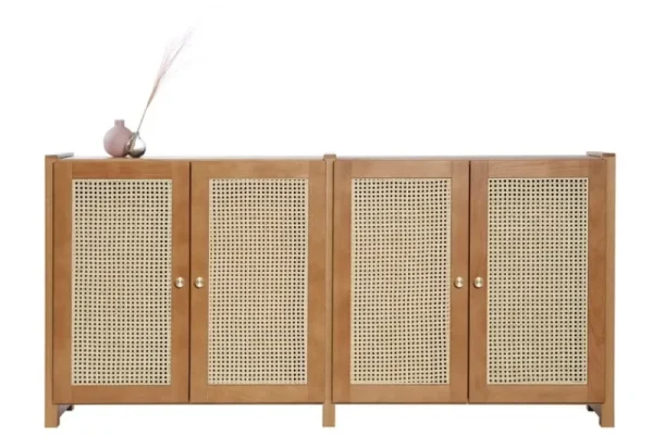 Lundia Aufbewahrungsmöbel-Classic Sideboard mit Rattantüren, Braun lackiert