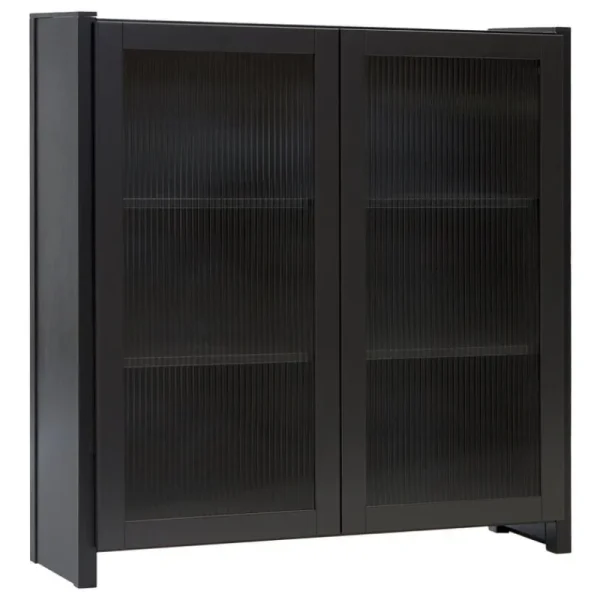 Lundia Aufbewahrungsmöbel-Classic Vitrine, geriffeltes Glas, 104 x 109 cm, Schwarz lackier