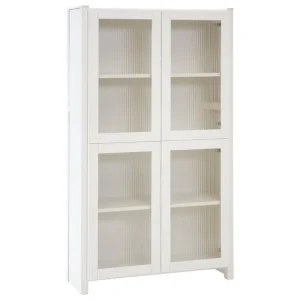 Lundia Aufbewahrungsmöbel-Classic Vitrine, geriffeltes Glas, 84 x 149 cm, Weiß lackiert