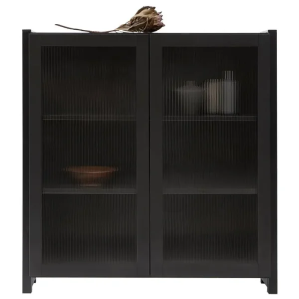 Lundia Aufbewahrungsmöbel-Classic Vitrine, geriffeltes Glas, 104 x 109 cm, Schwarz lackier