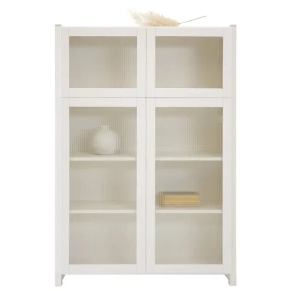 FDB Mu00f8bler Aufbewahrungsmöbel-Lundia Classic Vitrine, geriffeltes Glas, 104 x 149 cm, Weiß lackiert