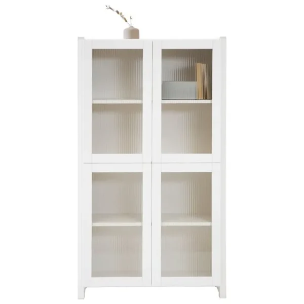 Lundia Aufbewahrungsmöbel-Classic Vitrine, geriffeltes Glas, 84 x 149 cm, Weiß lackiert