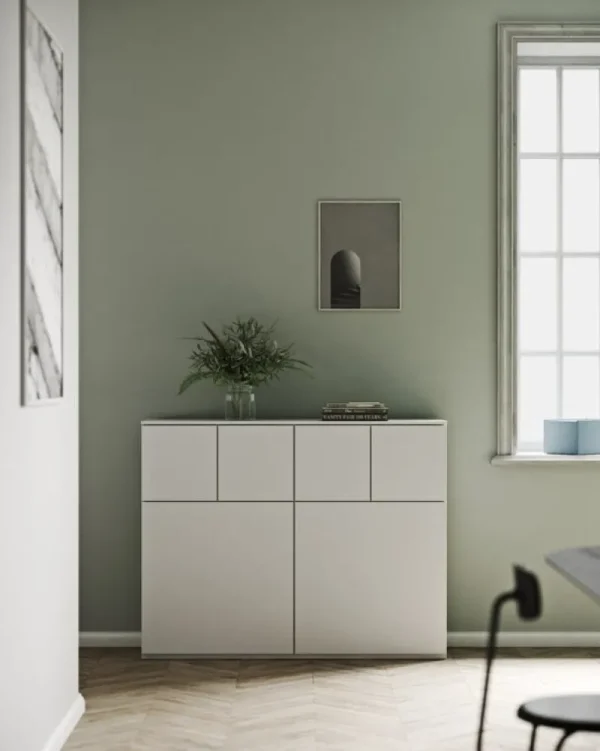 Lundia Aufbewahrungsmöbel-Fuuga Schrank, 128 cm, große und kleine Türen, Weiß