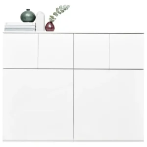 Lundia Aufbewahrungsmöbel-Fuuga Schrank, 128 cm, große und kleine Türen, Weiß