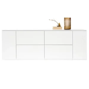 Maze Aufbewahrungsmöbel-Lundia Fuuga Sideboard, 192 cm, Schubladen und vertikale Türen, Weiß