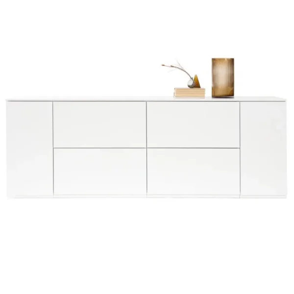Maze Aufbewahrungsmöbel-Lundia Fuuga Sideboard, 192 cm, Schubladen und vertikale Türen, Weiß