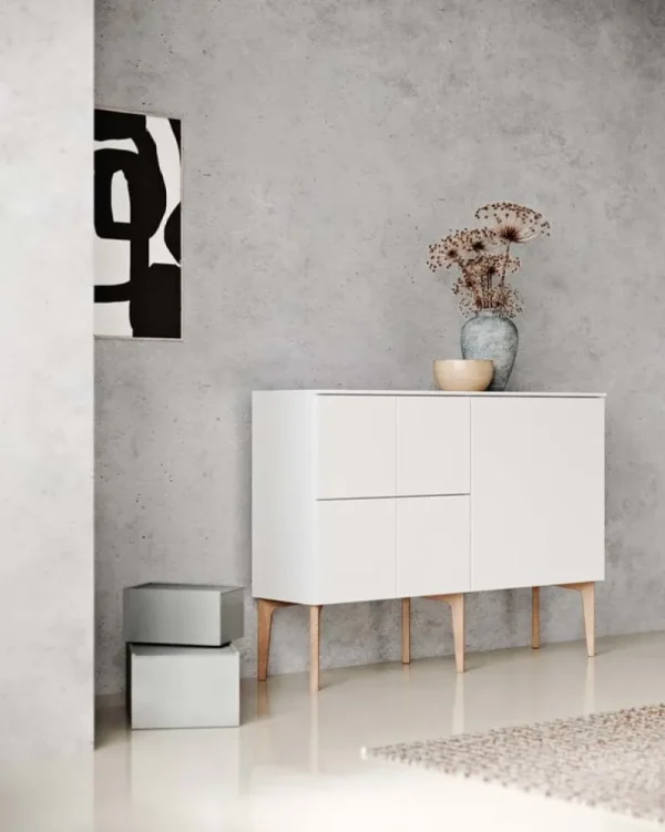 Lundia Aufbewahrungsmöbel-Fuuga Sideboard, 128 cm, Weiß – Eiche