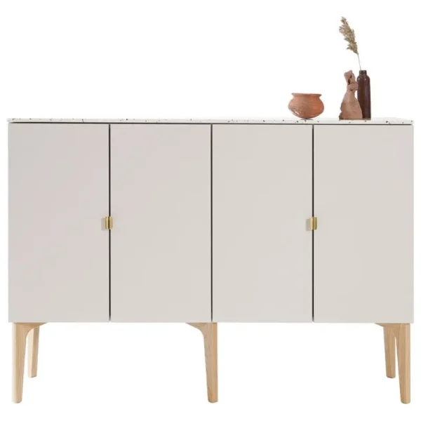 Lundia Aufbewahrungsmöbel-Fuuga Sideboard, 128 cm, Kaschmir - Terrazzo - Eiche - Messing