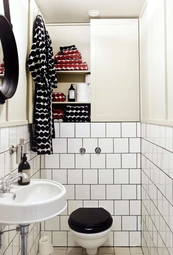 Marimekko Badezimmertextilien^Bademantel Räsymatto, schwarz - weiß