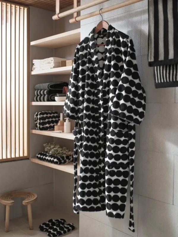 Marimekko Badezimmertextilien^Bademantel Räsymatto, schwarz - weiß