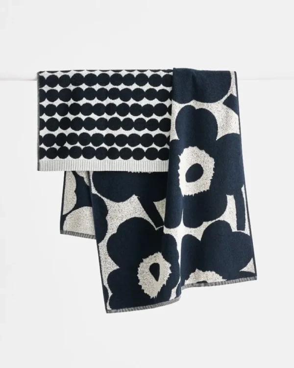 Marimekko Badezimmertextilien^Badetuch Unikko, Baumwolle – Dunkelblau