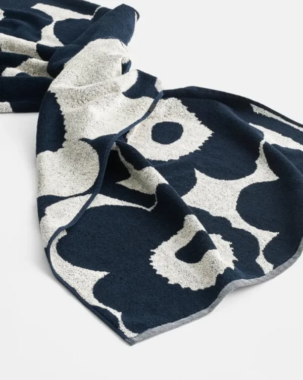 Marimekko Badezimmertextilien^Badetuch Unikko, Baumwolle – Dunkelblau